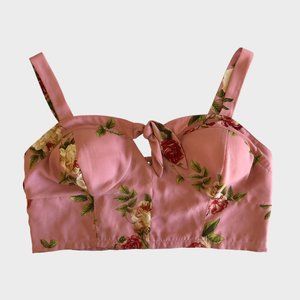 Xhilaration Plus Size Rose Pink Floral Bustier Crop Top size XXL